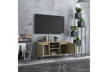 TV-bänk med metallben sonoma-ek 103,5x35x50 cm - Brun - Möbler - Vardagsrum - Tv-möbler & mediamöbler - Tv-bänkar