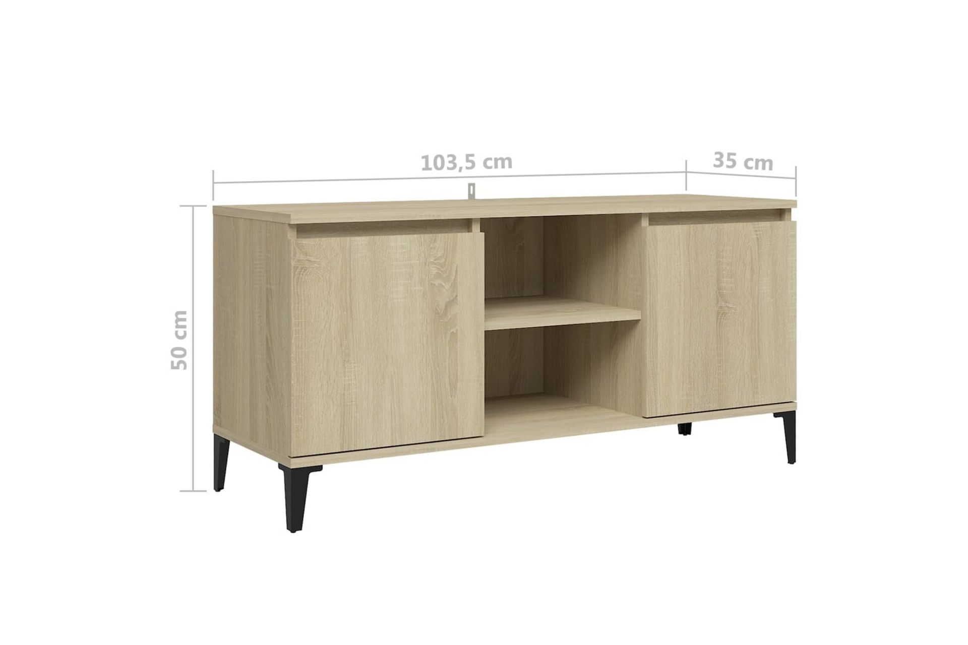 TV-bänk med metallben sonoma-ek 103,5x35x50 cm - Brun - Möbler - Vardagsrum - Tv-möbler & mediamöbler - Tv-bänkar
