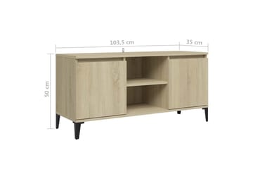 TV-bänk med metallben sonoma-ek 103,5x35x50 cm - Brun - Möbler - Vardagsrum - Tv-möbler & mediamöbler - Tv-bänkar