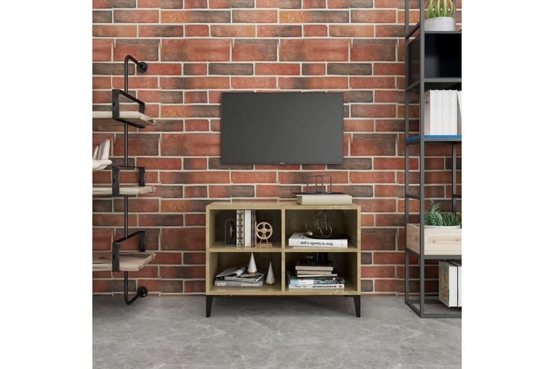 TV-bänk med metallben sonoma-ek 69,5x30x50 cm - Brun - Möbler - Vardagsrum - Tv-möbler & mediamöbler - Tv-bänkar