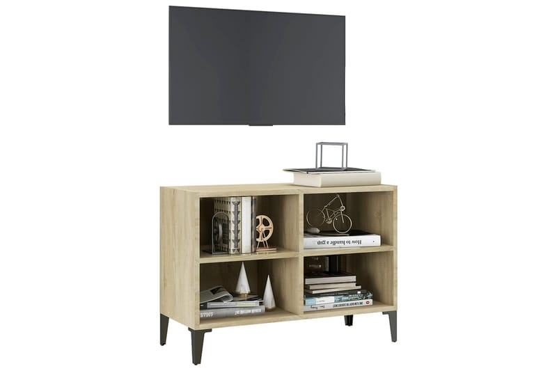 TV-bänk med metallben sonoma-ek 69,5x30x50 cm - Brun - Möbler - Vardagsrum - Tv-möbler & mediamöbler - Tv-bänkar