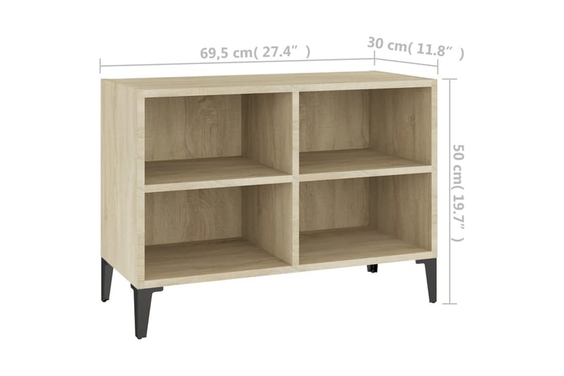 TV-bänk med metallben sonoma-ek 69,5x30x50 cm - Brun - Möbler - Vardagsrum - Tv-möbler & mediamöbler - Tv-bänkar