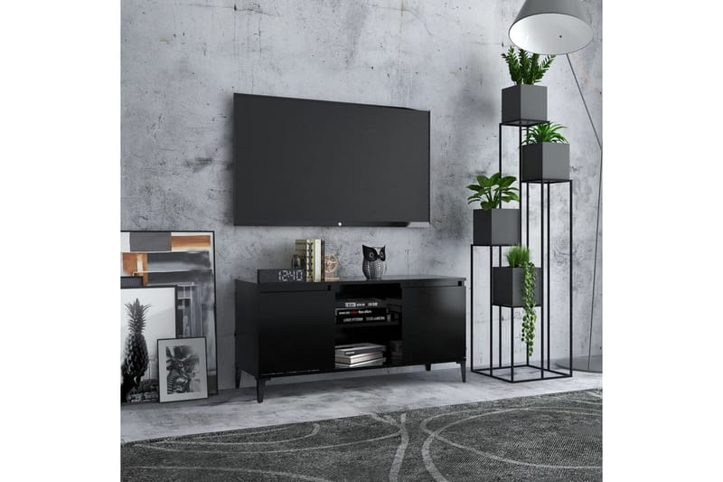 TV-bänk med metallben svart 103,5x35x50 cm - Svart - Möbler - Vardagsrum - Tv-möbler & mediamöbler - Tv-bänkar