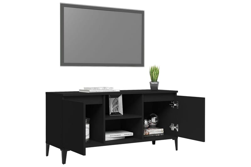 TV-bänk med metallben svart 103,5x35x50 cm - Svart - Tv-bänkar