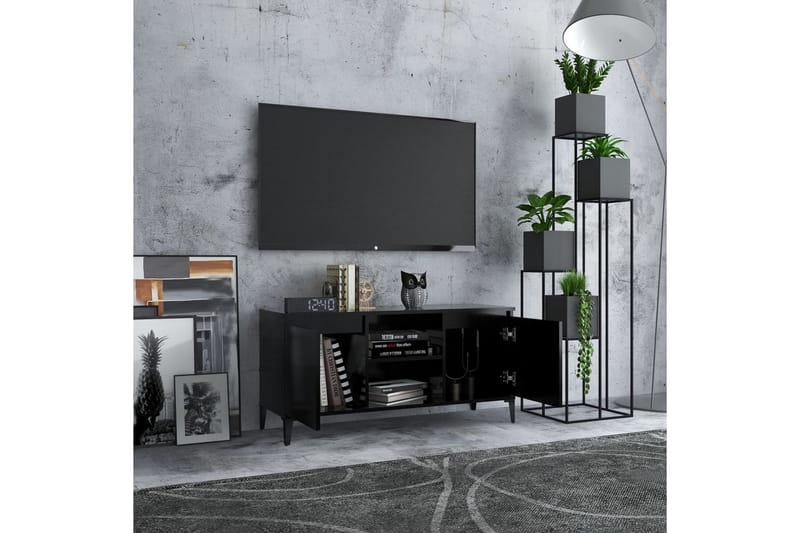 TV-bänk med metallben svart 103,5x35x50 cm - Svart - Möbler - Vardagsrum - Tv-möbler & mediamöbler - Tv-bänkar