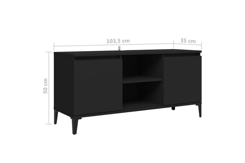 TV-bänk med metallben svart 103,5x35x50 cm - Svart - Möbler - Vardagsrum - Tv-möbler & mediamöbler - Tv-bänkar