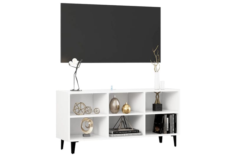 TV-bänk med metallben vit 103,5x30x50 cm - Vit - Möbler - Vardagsrum - Tv-möbler & mediamöbler - Tv-bänkar