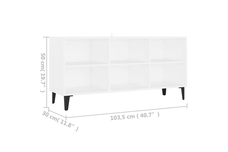 TV-bänk med metallben vit 103,5x30x50 cm - Vit - Möbler - Vardagsrum - Tv-möbler & mediamöbler - Tv-bänkar