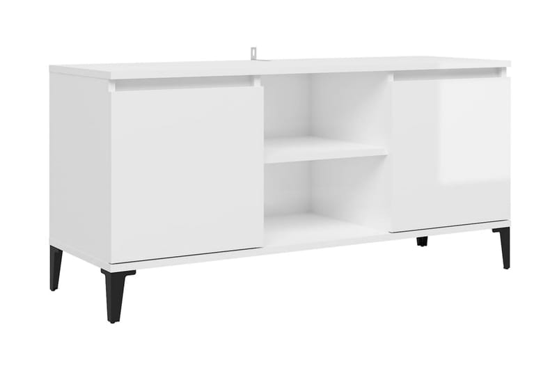 TV-bänk med metallben vit högglans 103,5x35x50 cm - Vit - Tv-bänkar