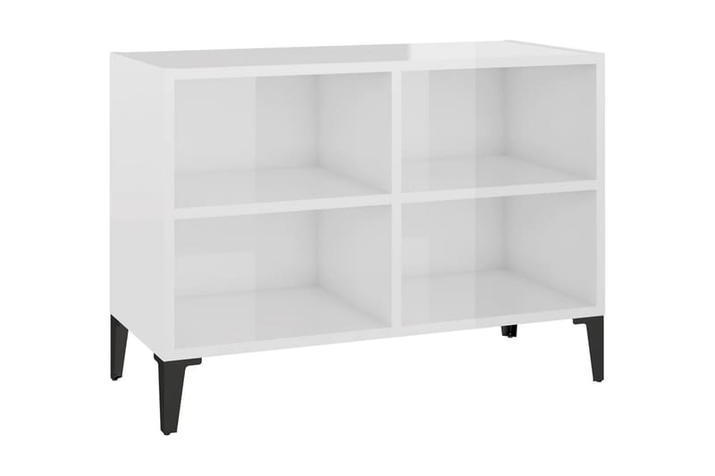 TV-bänk med metallben vit högglans 69,5x30x50 cm - Vit - Möbler - Vardagsrum - Tv-möbler & mediamöbler - Tv-bänkar