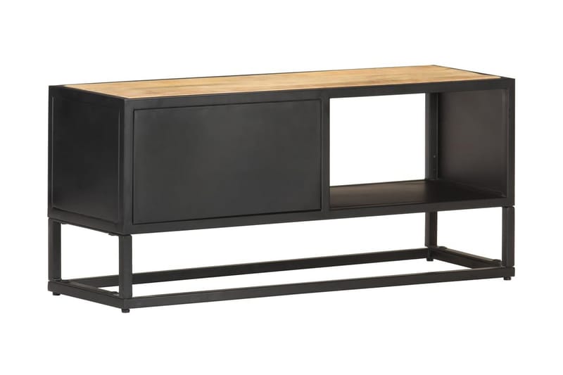TV-bänk med snidad dörr 90x30x40 cm grovt mangoträ - Brun - Möbler - Vardagsrum - Tv-möbler & mediamöbler - Tv-bänkar