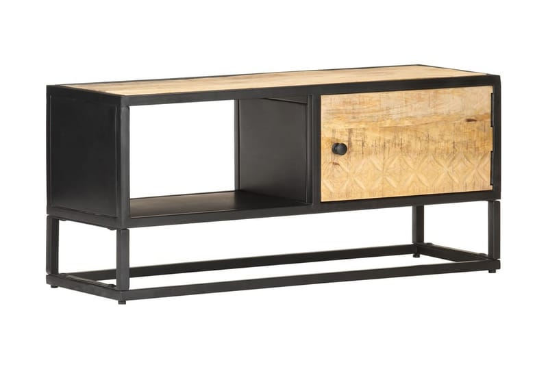 TV-bänk med snidad dörr 90x30x40 cm grovt mangoträ - Brun - Möbler - Vardagsrum - Tv-möbler & mediamöbler - Tv-bänkar