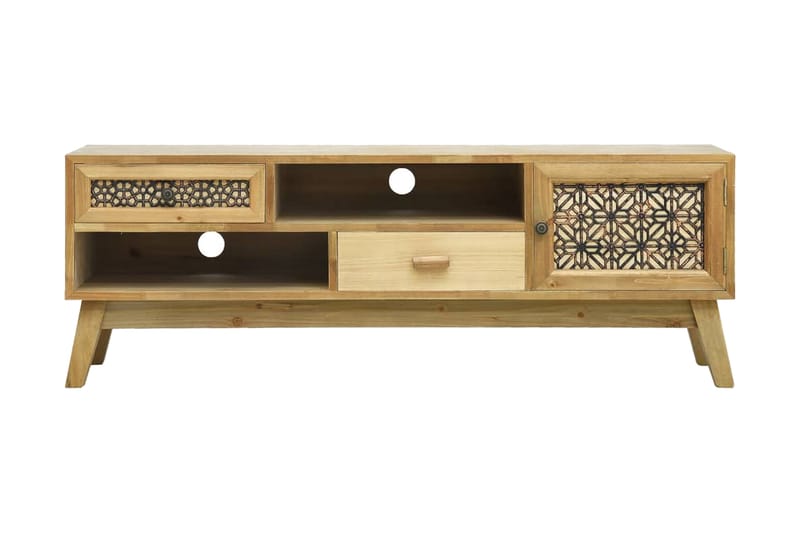 TV-bänk med sniderier brun 120x30x42 cm trä - Brun - Möbler - Vardagsrum - Tv-möbler & mediamöbler - Tv-bänkar