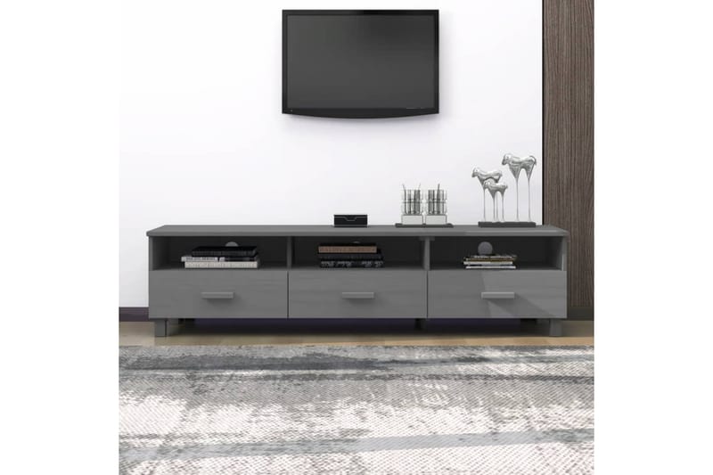 TV-bänk mörkgrå 158x40x40 cm massiv furu - Grå - Möbler - Vardagsrum - Tv-möbler & mediamöbler - Tv-bänkar