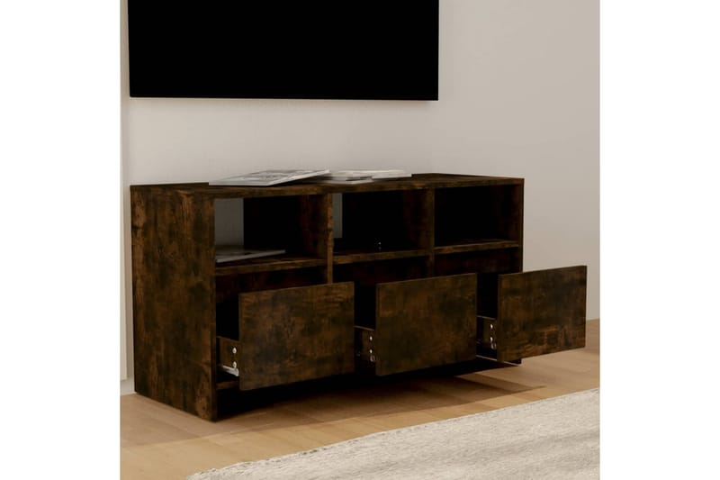 TV-bänk rökfärgad ek 102x37,5x52,5 cm spånskiva - Brun - Tv-bänkar