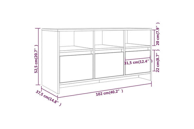 TV-bänk rökfärgad ek 102x37,5x52,5 cm spånskiva - Brun - Möbler - Vardagsrum - Tv-möbler & mediamöbler - Tv-bänkar
