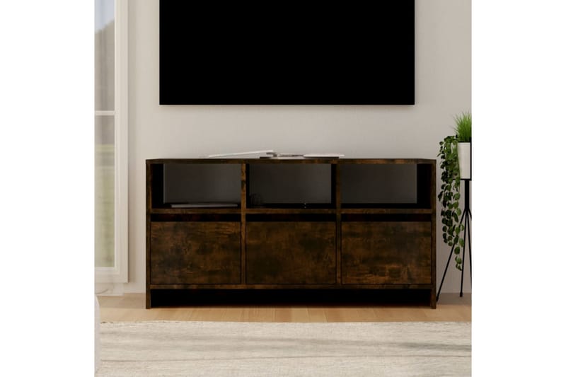 TV-bänk rökfärgad ek 102x37,5x52,5 cm spånskiva - Brun - Tv-bänkar