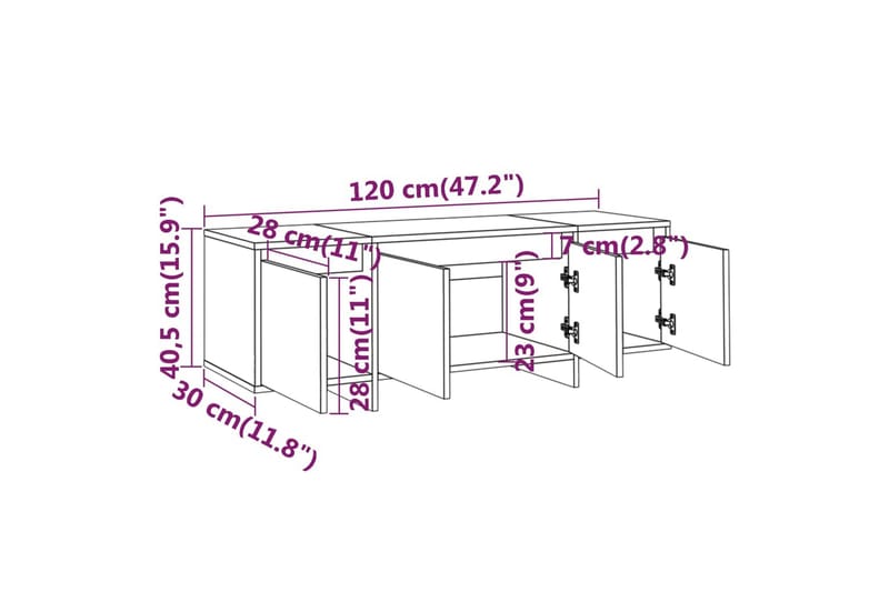 TV-bänk rökfärgad ek 120x30x40,5 cm spånskiva - Brun - Tv-bänkar