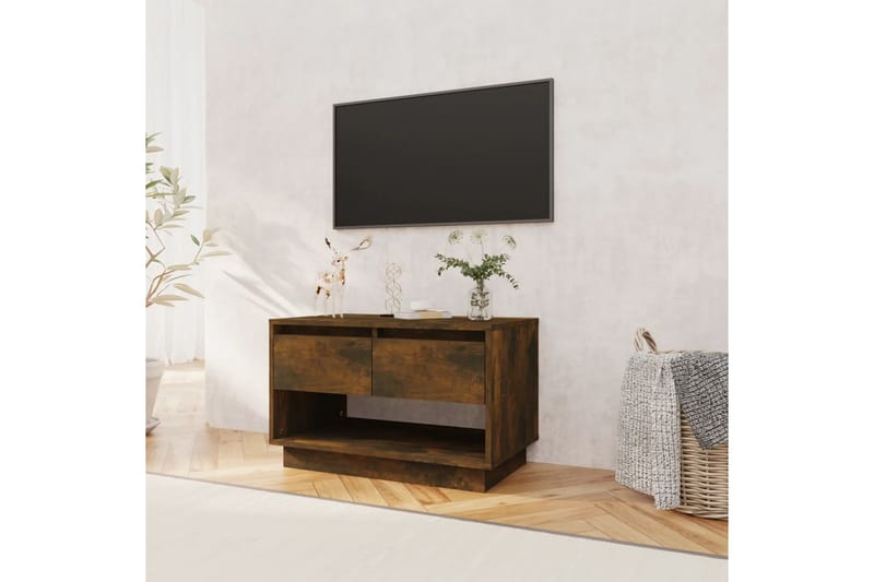 TV-bänk rökfärgad ek 70x41x44 cm spånskiva - Brun - Tv-bänkar