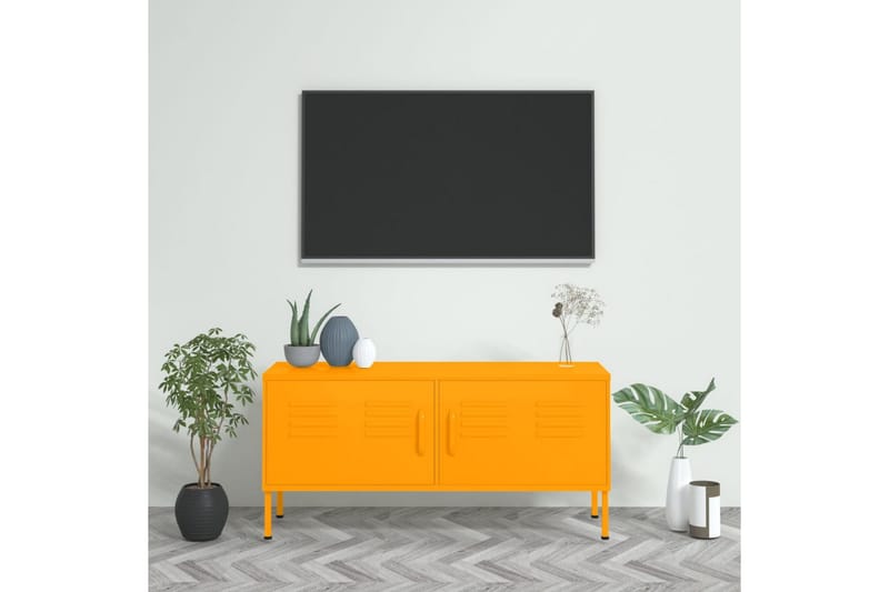 Tv-bänk senapsgul 105x35x50 cm stål - Gul - Tv-bänkar