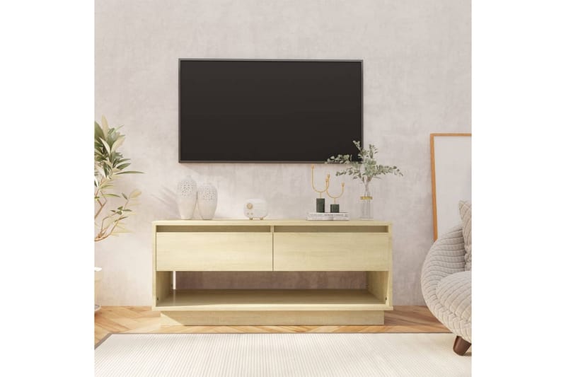TV-bänk sonoma ek 102x41x44 cm spånskiva - Beige - Möbler - Vardagsrum - Tv-möbler & mediamöbler - Tv-bänkar