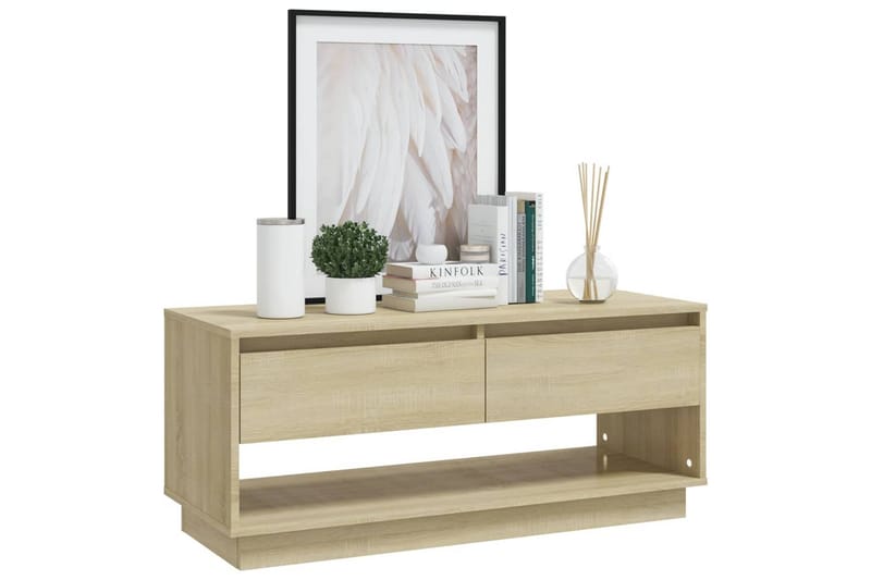 TV-bänk sonoma ek 102x41x44 cm spånskiva - Beige - Möbler - Vardagsrum - Tv-möbler & mediamöbler - Tv-bänkar