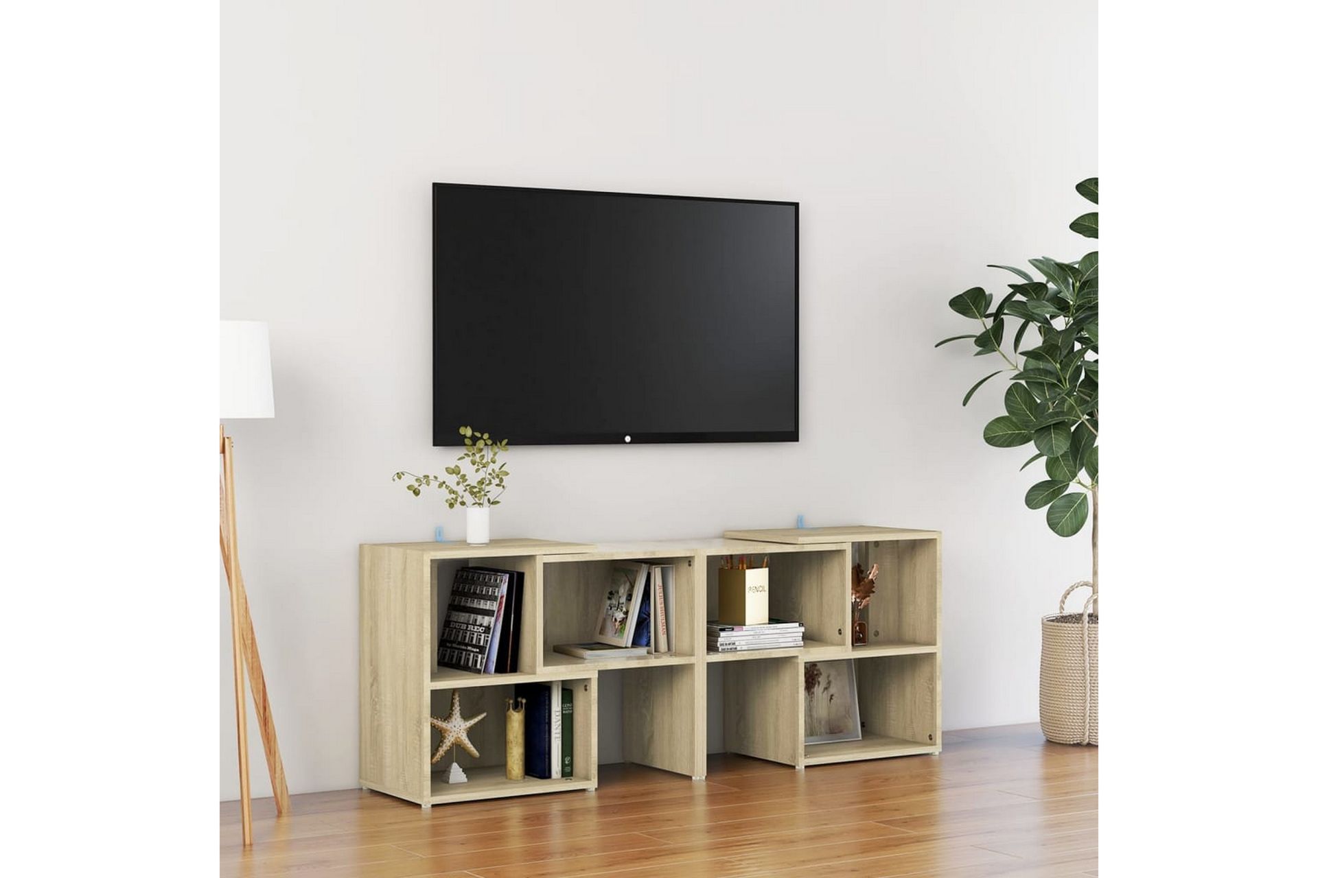TV-bänk sonoma-ek 104x30x52 cm spånskiva - Brun - Möbler - Vardagsrum - Tv-möbler & mediamöbler - Tv-bänkar