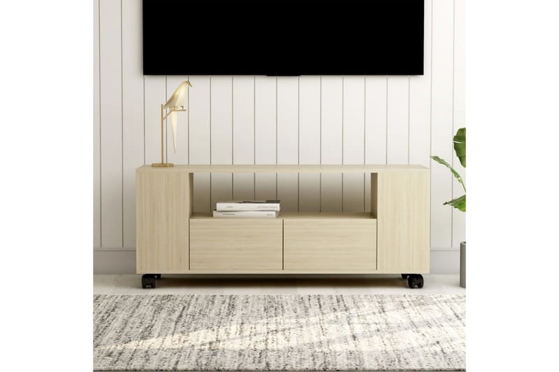 TV-bänk sonoma ek 120x35x43 cm spånskiva - Brun - Tv-bänkar