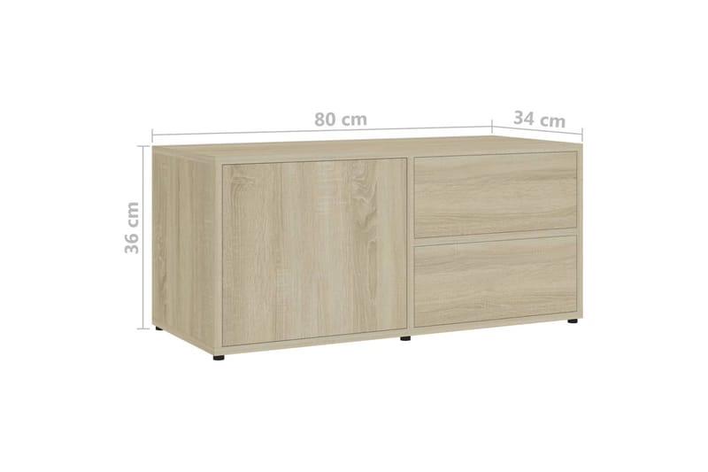 TV-bänk sonoma-ek 80x34x36 cm spånskiva - Brun - Möbler - Vardagsrum - Tv-möbler & mediamöbler - Tv-bänkar