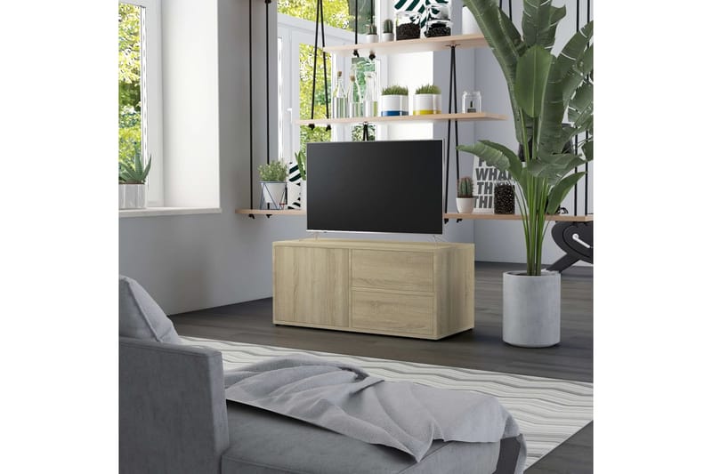 TV-bänk sonoma-ek 80x34x36 cm spånskiva - Brun - Möbler - Vardagsrum - Tv-möbler & mediamöbler - Tv-bänkar