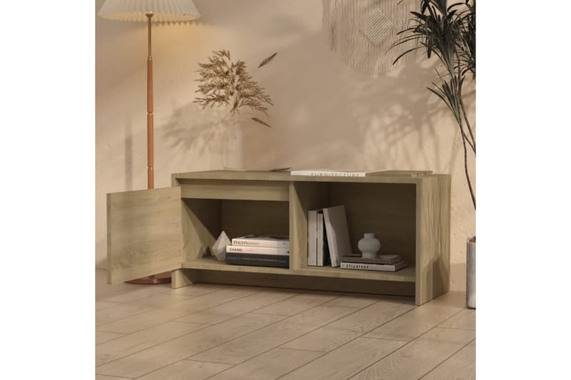 TV-bänk sonoma-ek 90x35x40 cm spånskiva - Beige - Möbler - Vardagsrum - Tv-möbler & mediamöbler - Tv-bänkar