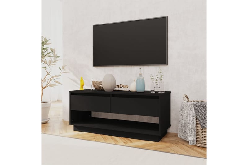 TV-bänk svart 102x41x44 cm spånskiva - Svart - Tv-bänkar