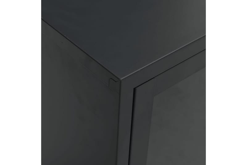 TV-bänk svart 105x35x52 cm stål och glas - Svart - Tv-bänkar
