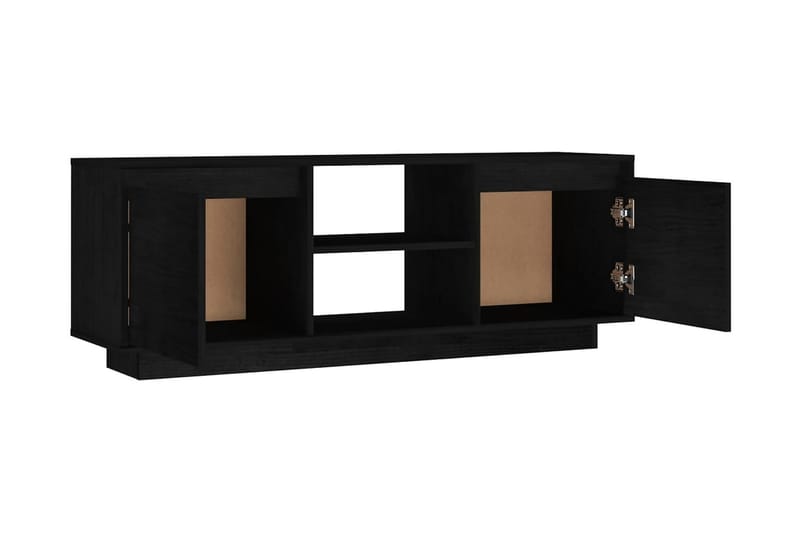TV-bänk svart 110x30x40 cm massiv furu - Svart - Tv-bänkar