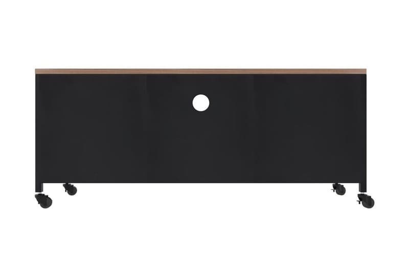 Tv-bänk svart 110x30x43 cm järn och massivt granträ - Svart - Tv-bänkar