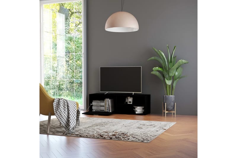 TV-bänk svart 120x34x37 cm spånskiva - Svart - Möbler - Vardagsrum - Tv-möbler & mediamöbler - Tv-bänkar