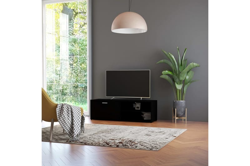 TV-bänk svart 120x34x37 cm spånskiva - Svart - Möbler - Vardagsrum - Tv-möbler & mediamöbler - Tv-bänkar