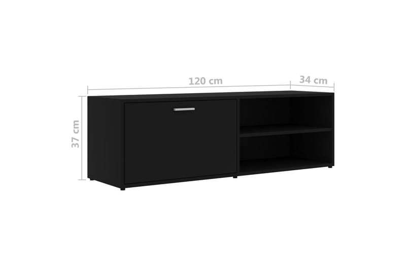 TV-bänk svart 120x34x37 cm spånskiva - Svart - Tv-bänkar