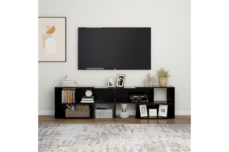 TV-bänk svart 149x30x52 cm spånskiva - Svart - Tv-bänkar