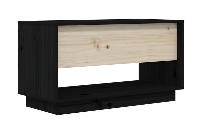Tv-bänk svart 74x34x40 cm massiv furu - Svart - Möbler - Vardagsrum - Tv-möbler & mediamöbler - Tv-bänkar