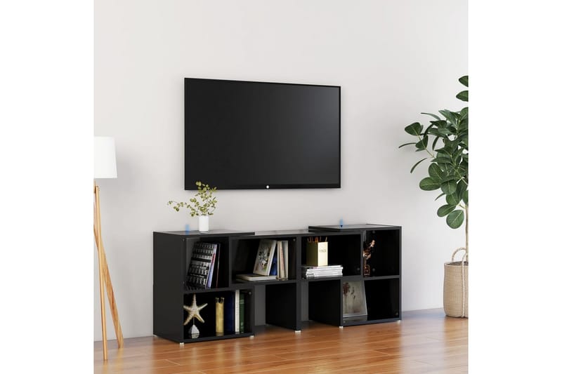 TV-bänk svart högglans 104x30x52 cm spånskiva - Svart - Möbler - Vardagsrum - Tv-möbler & mediamöbler - Tv-bänkar