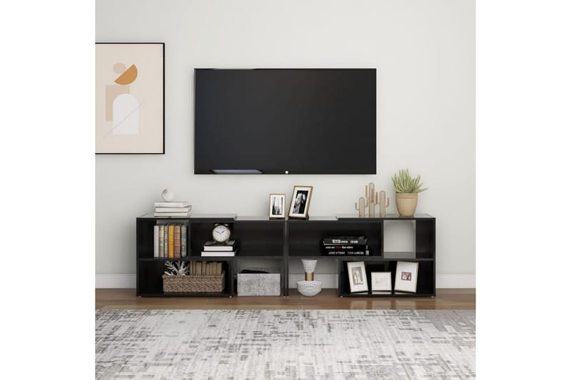 TV-bänk svart högglans 149x30x52 cm spånskiva - Svart - Möbler - Vardagsrum - Tv-möbler & mediamöbler - Tv-bänkar