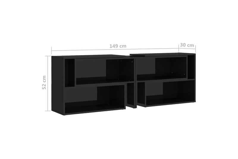 TV-bänk svart högglans 149x30x52 cm spånskiva - Svart - Tv-bänkar