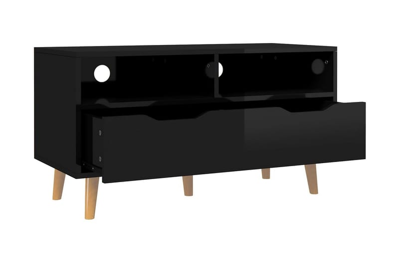 Tv-bänk svart högglans 90x40x48,5 cm spånskiva - Svart - Möbler - Vardagsrum - Tv-möbler & mediamöbler - Tv-bänkar