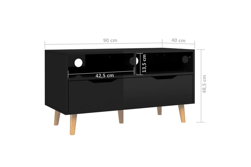 Tv-bänk svart högglans 90x40x48,5 cm spånskiva - Svart - Tv-bänkar