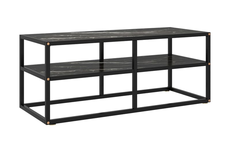 Tv-bänk svart med svart marmor glas 100x40x40 cm - Svart - Möbler - Vardagsrum - Tv-möbler & mediamöbler - Tv-bänkar
