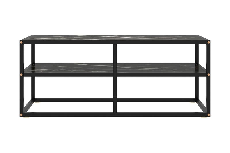 Tv-bänk svart med svart marmor glas 100x40x40 cm - Svart - Möbler - Vardagsrum - Tv-möbler & mediamöbler - Tv-bänkar