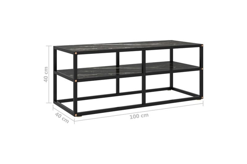 Tv-bänk svart med svart marmor glas 100x40x40 cm - Svart - Möbler - Vardagsrum - Tv-möbler & mediamöbler - Tv-bänkar