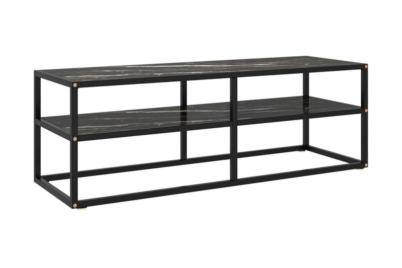 Tv-bänk svart med svart marmor glas 120x40x40 cm - Svart - Möbler - Vardagsrum - Tv-möbler & mediamöbler - Tv-bänkar