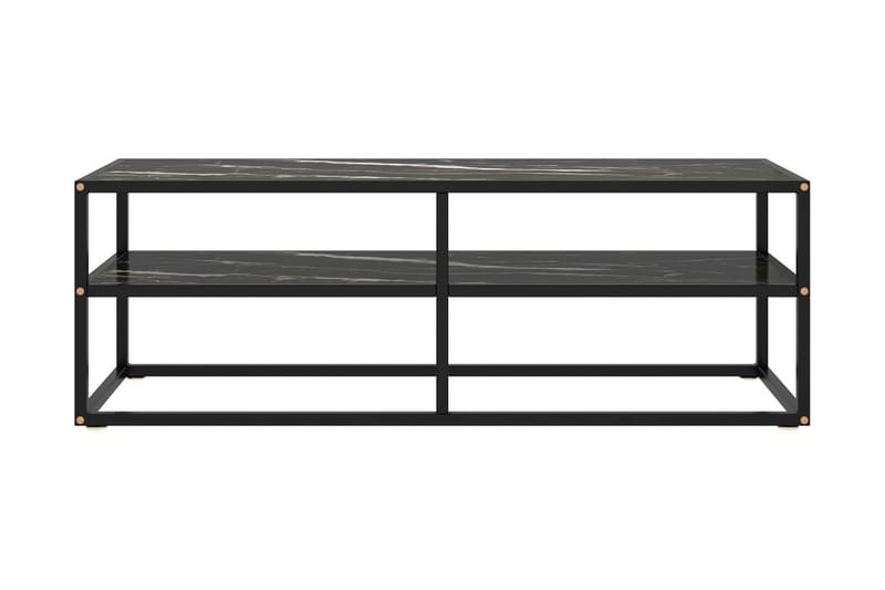 Tv-bänk svart med svart marmor glas 120x40x40 cm - Svart - Tv-bänkar